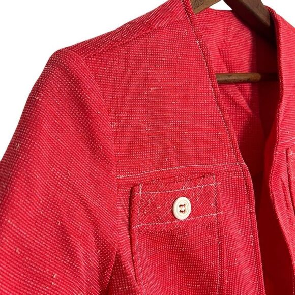 Vintage Y2K Open Front Adjustable Tie Waist V-Neck Short Sleeve Top Red Size XS - Picture 5 of 7